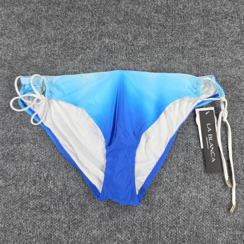 La Blanca Women's Size 12 Bikini Bottom Blue Ombré Side Tie Swimwear